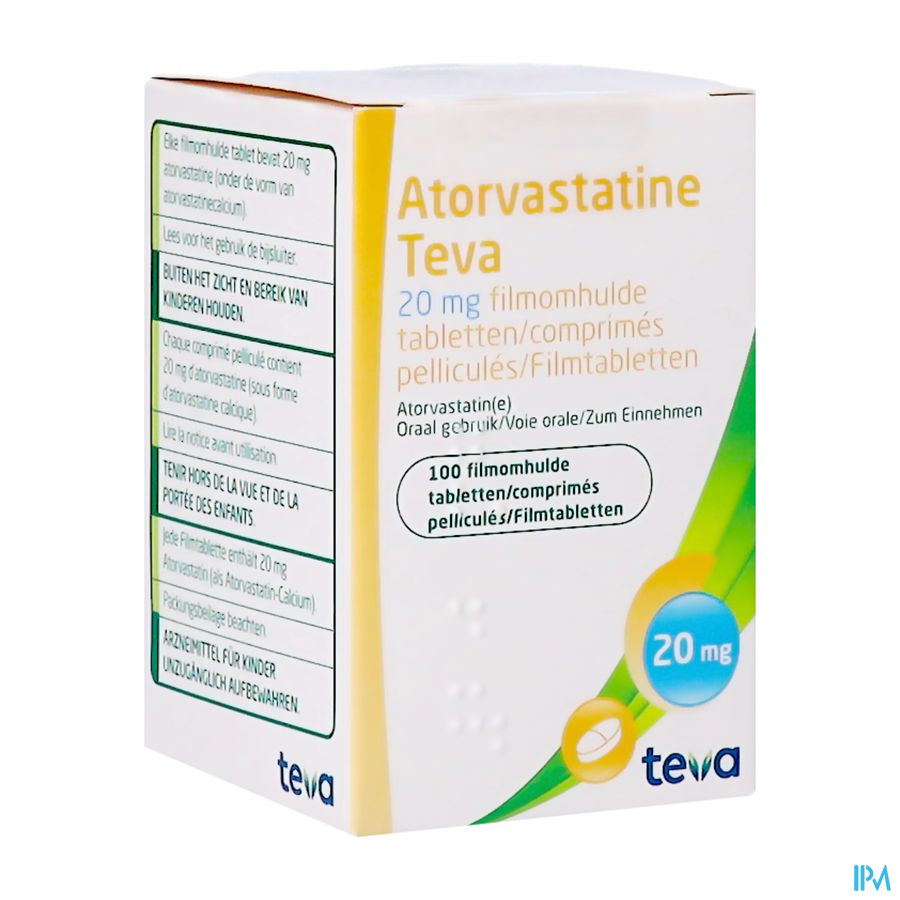 Atorvastatine Teva 20mg Filmomh Tabl 100 Pot