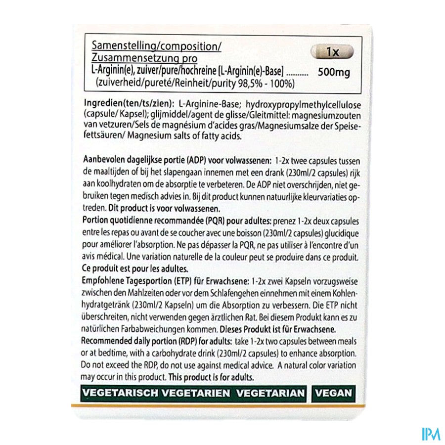 Altisa l-arginine 500mg V-caps 90