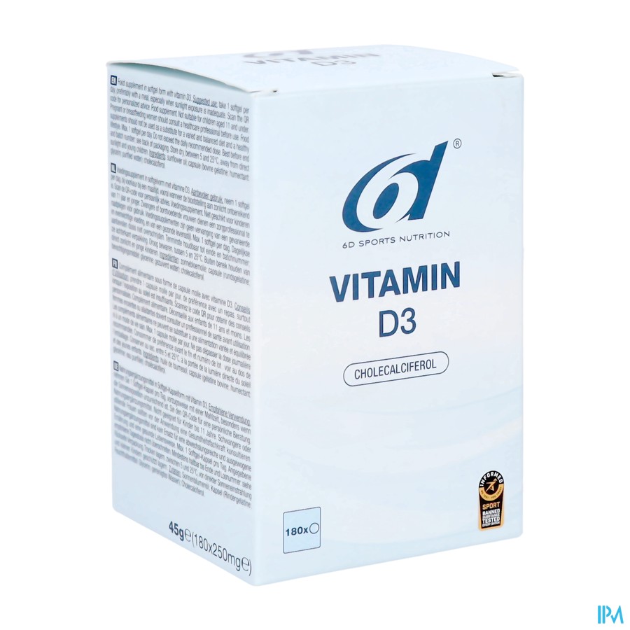 6d Sports Vitamin D3 Softgels 180