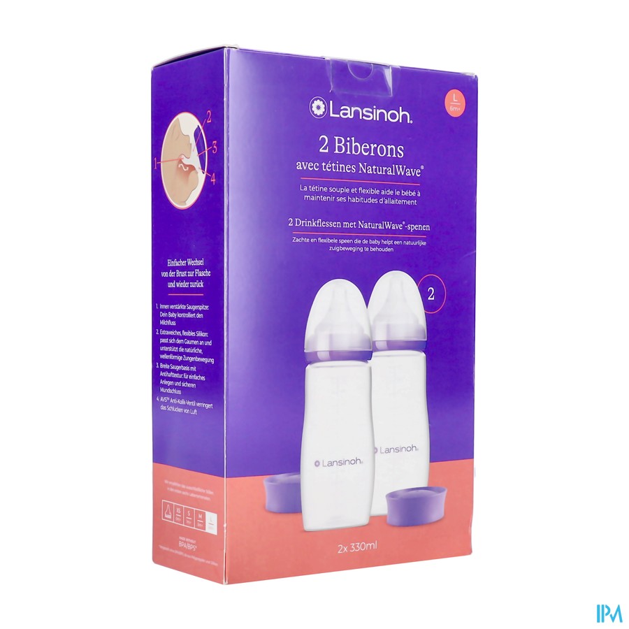 LANSINOH BIBERON & TÉTINE NATURALWAVE® 330ML 2 PC