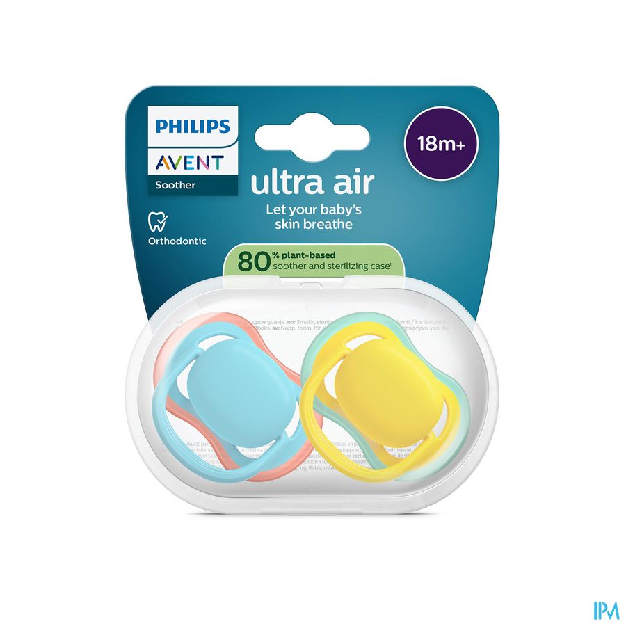 Philips Avent Fopspeen +18m Air Geel/turqouise 2