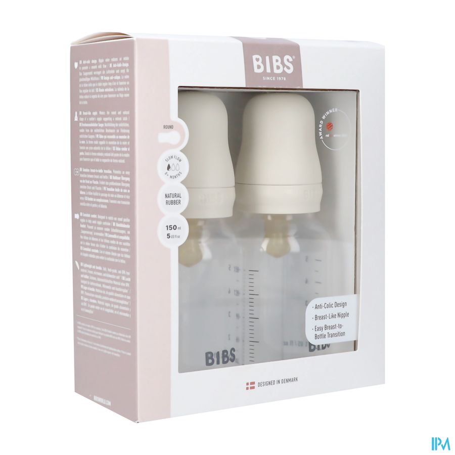 Bibs Zuigfles Duopack Complete Set Ivory 150ml Bibs Zuigfles Duopack Complete Set Ivory 150ml