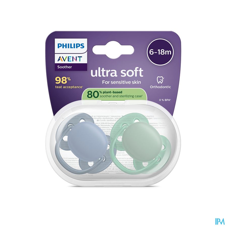 Philips Avent Fopspeen +6m Soft Blauw/groen 2