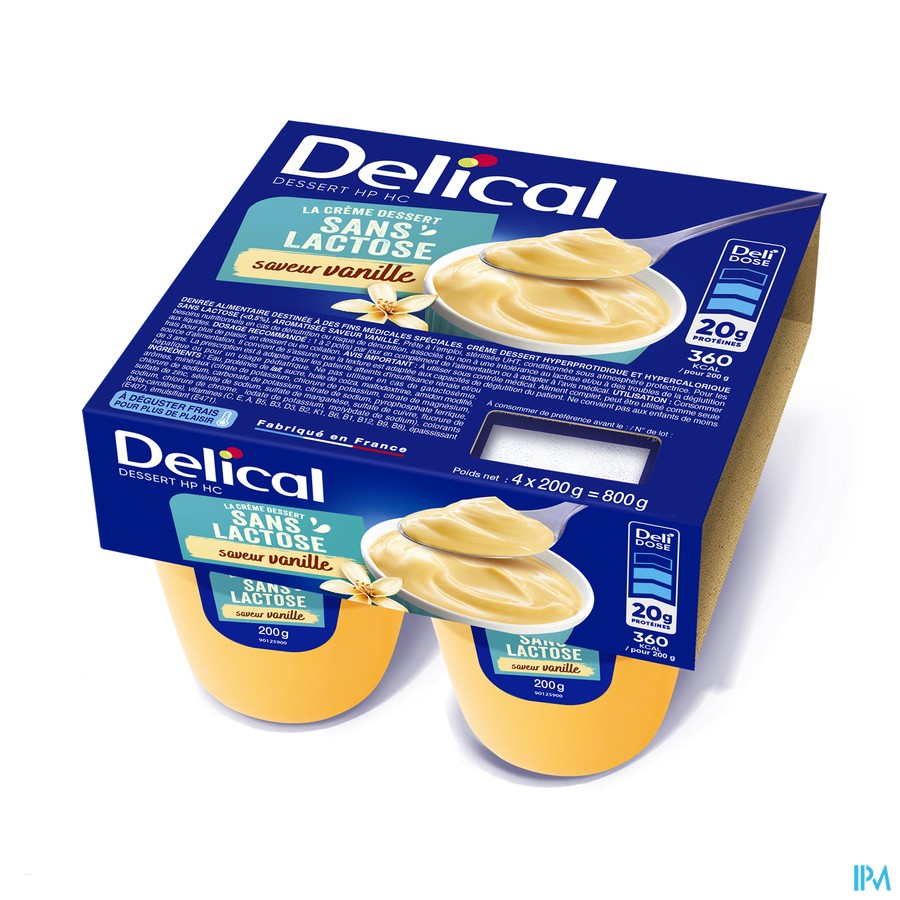 Delical Creme Dessert Hp-hc Z/lact.vanille 4x125g