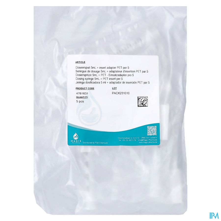 Doseerspuit 5ml + Insert Adapter Pet 5 Magis