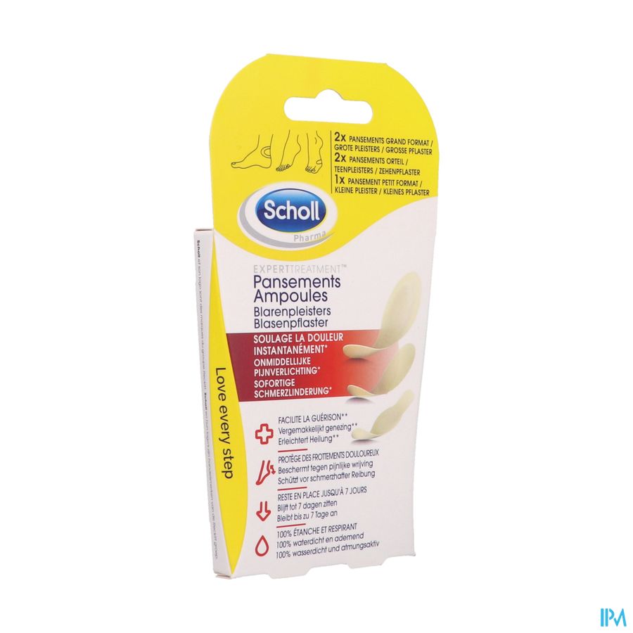 Scholl Blarenpleister 2grote+2teen+1klein Z/latex