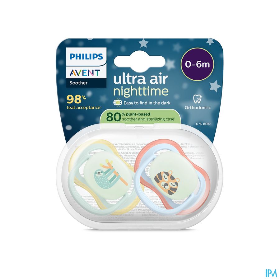 Philips Avent Fopspeen +0m Air Luiaard/leeuw 2