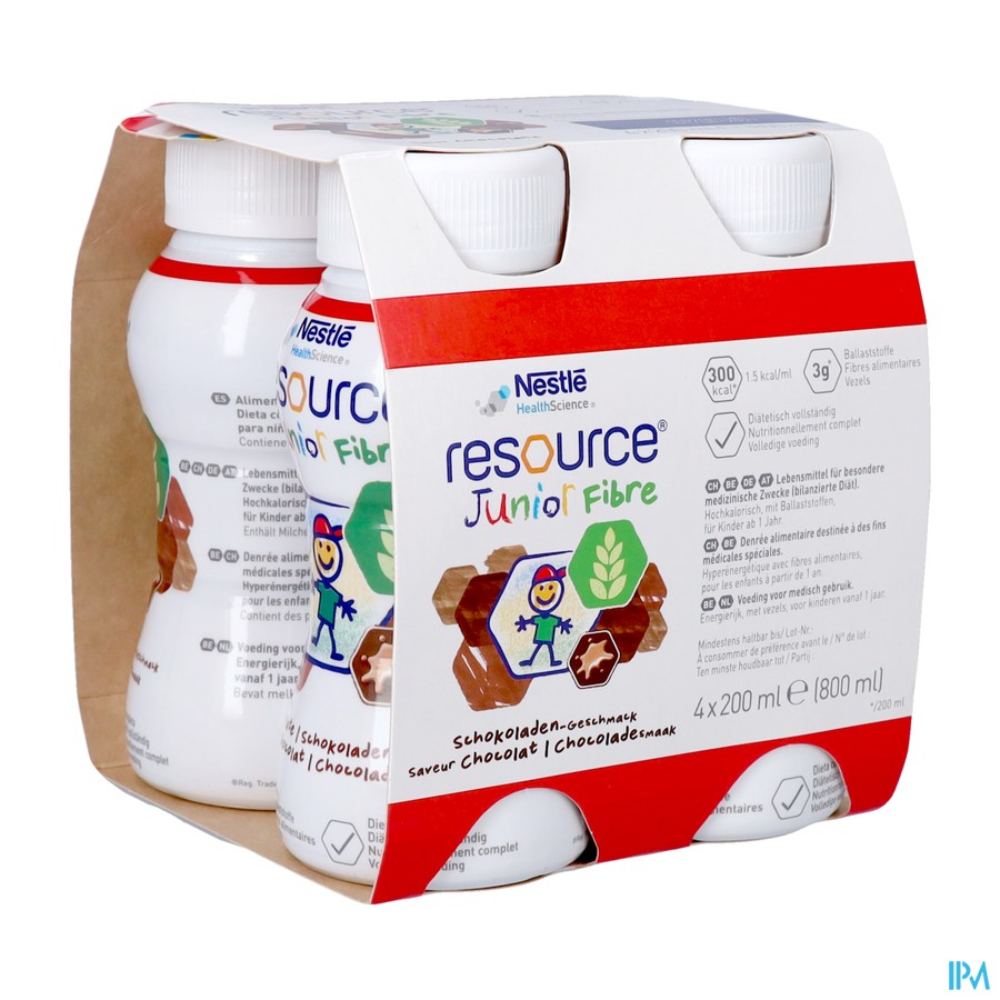 Resource Junior Fibre Chocolade 4x200ml Nf
