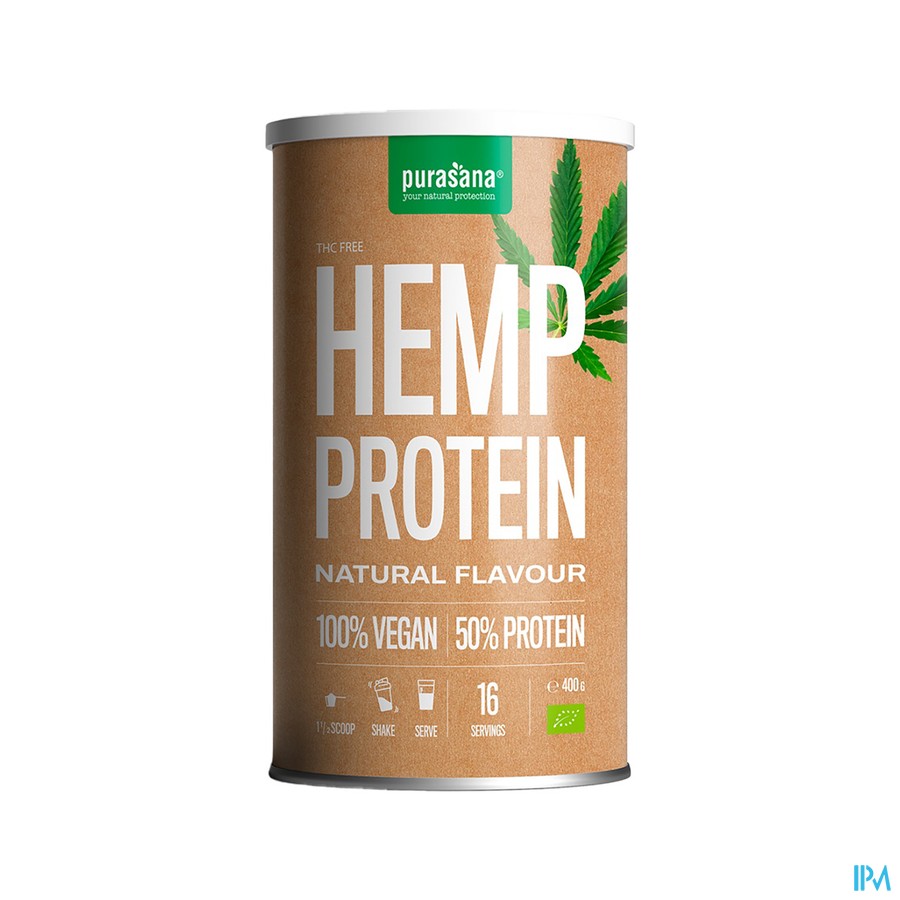 Purasana Vegan Hennep Protein 50% Naturel Bio 400g