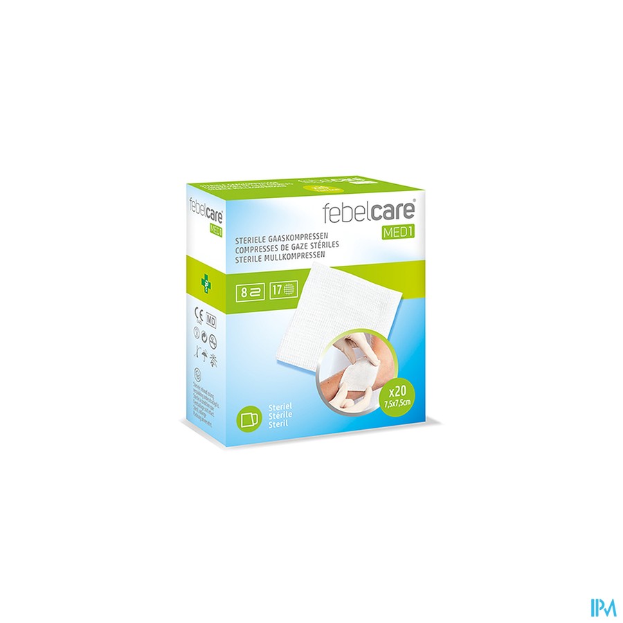 Febelcare Med1 Steriele Gaaskompres 7,5x7,5cm 20x1