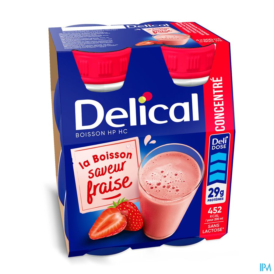 Delical Geconcentr. Aardbei 4x200ml