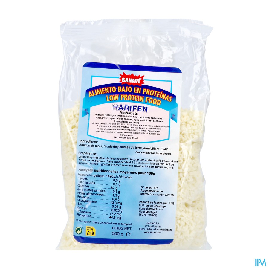Sanavi Harifen Pasta Alfabet Zakje 500g Nf