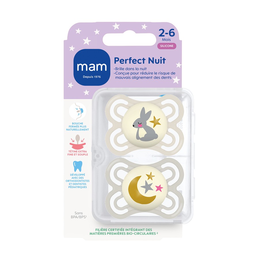 SUCET MAM PERFECT NUIT SIL 2-6M X2