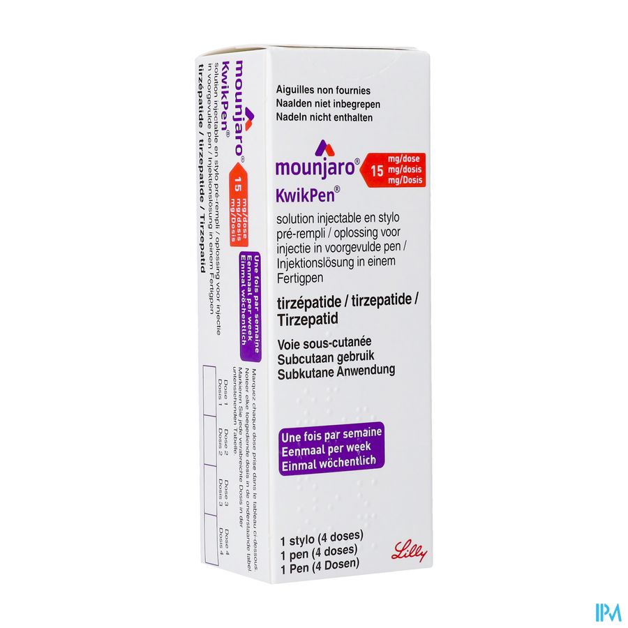 Mounjaro 15,0mg Kwikpen Opl Inj Voorgev.pen 0,6ml