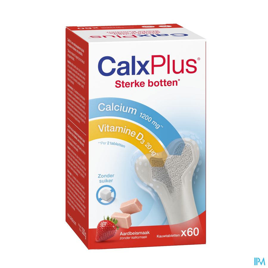 Calxplus Aardbei Kauwtabl 60 Calxplus Aardbei Kauwtabl 60