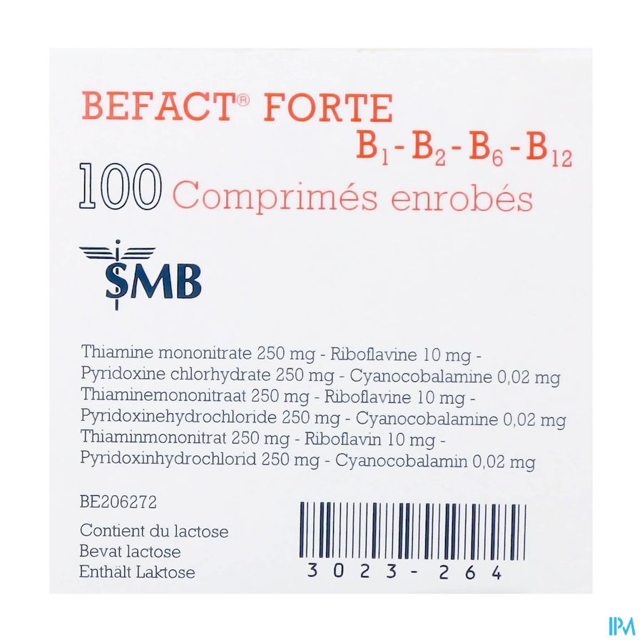 Befact Forte B1-B2-B6-B12 compr. enr. 100 (100 x 1) UD Befact Forte B1-B2-B6-B12 compr. enr. 100 (100 x 1) UD