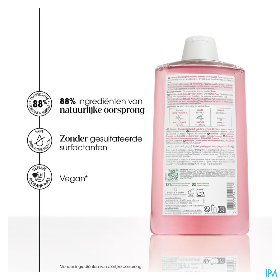 Klorane Capil. Sh Pioenroos Bio 400ml