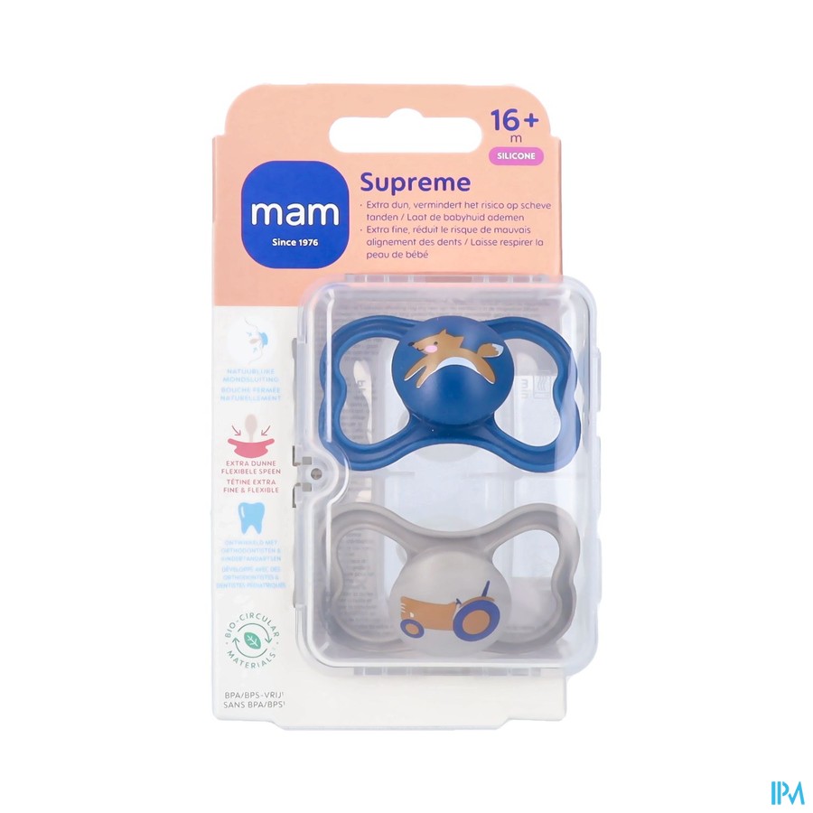 Mam Supreme Fopspeen Silicone Pure 16m+ Blue 2