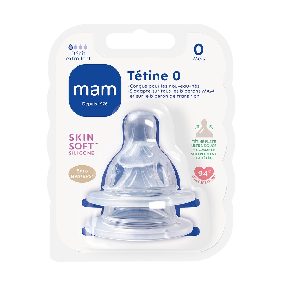 TETINE MAM SILK DEBIT 0 SILIC X2