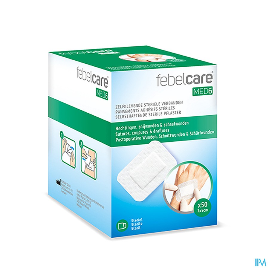 Febelcare Med6 Zelfkl. Steriele Verband.7x5cm 50st