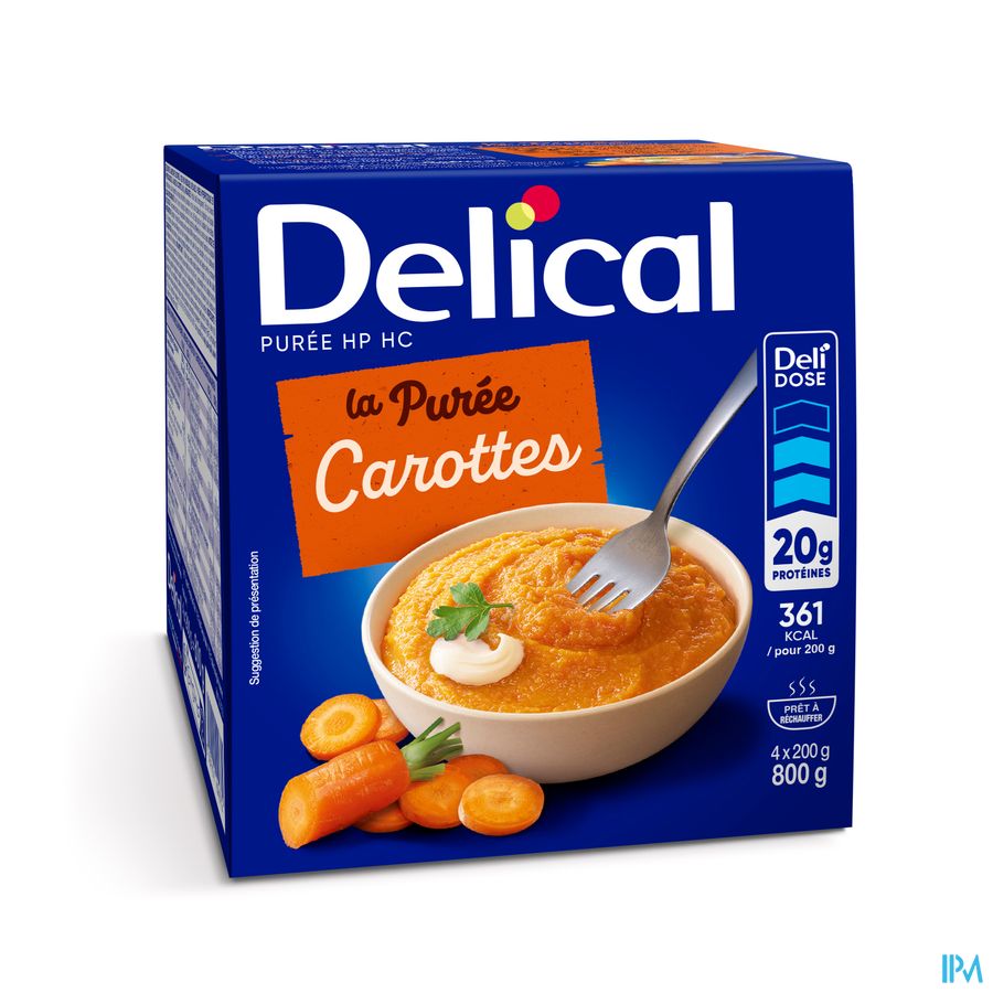 Delical Puree Wortelen Hphc 4x200g