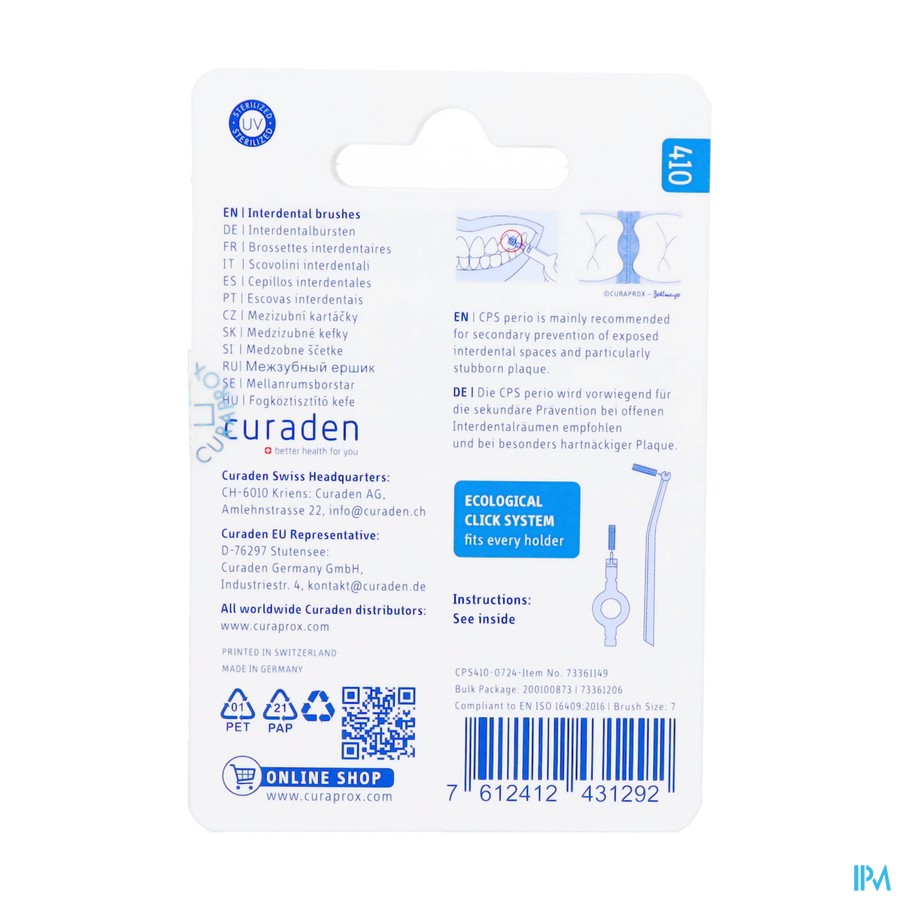 Curaprox Cps 410 Perio Bleu Ciel Profond Recharg4