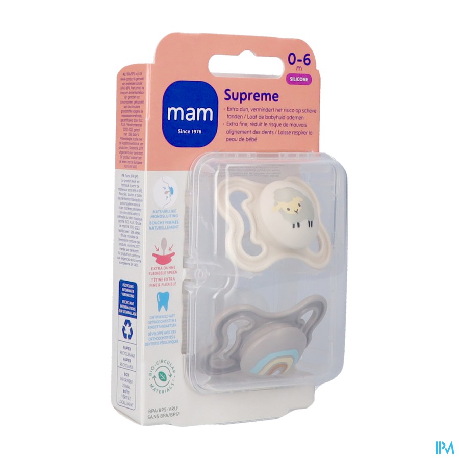 Mam Supreme Sucette Silicone 0-6m Uni 2