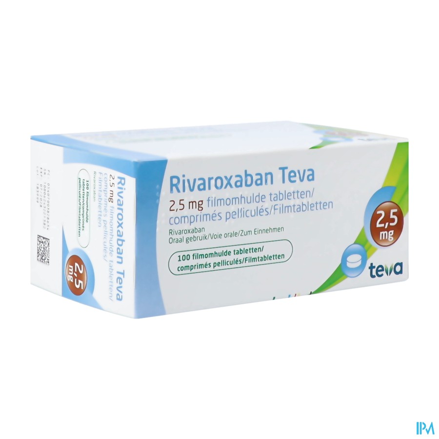 Rivaroxaban Teva 2,5mg Comp Pell 100
