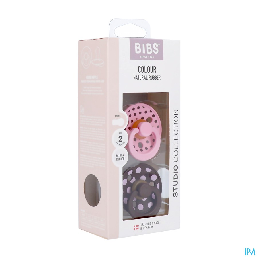 Bibs 2 Fopspeen Studio Duo Polka Mocha/pink