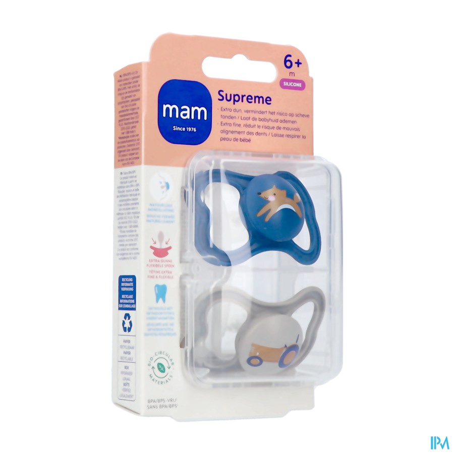Mam Supreme Sucette Silicone 6-16m Bleu 2