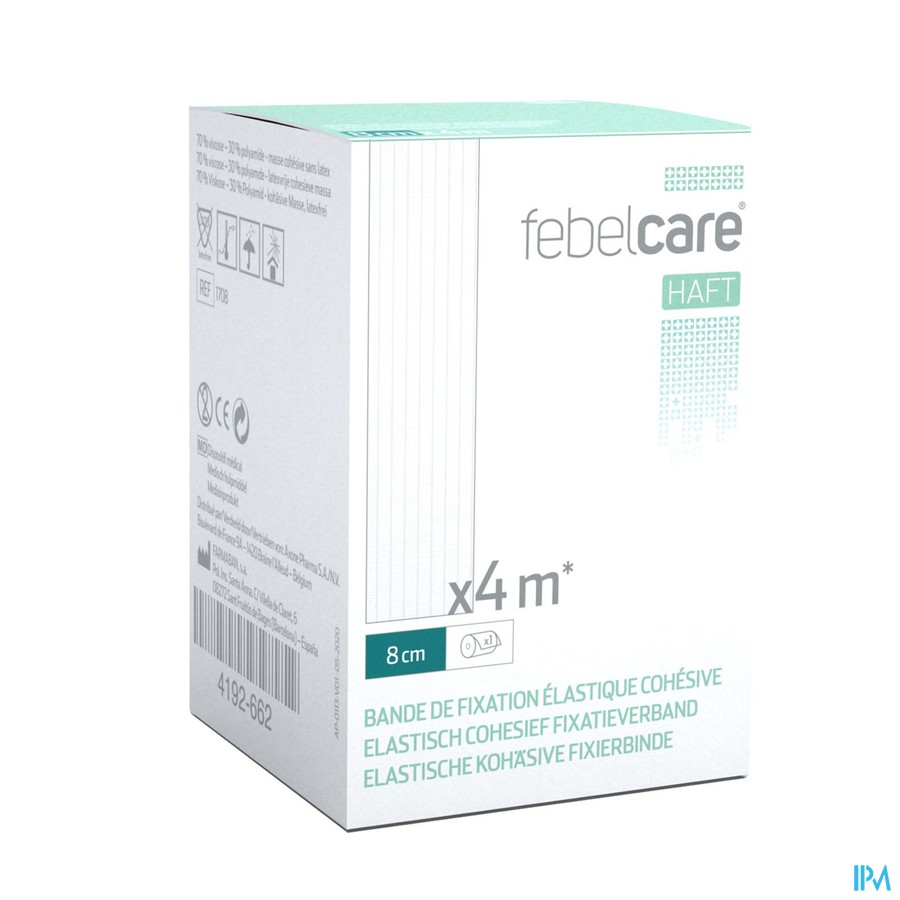 Febelcare Haft Bande Fix. Elastiq. Cohesive 8cmx4m