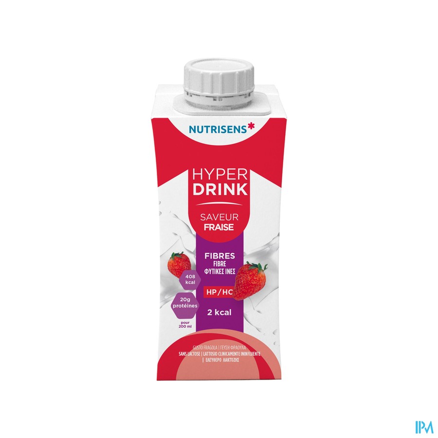 Nutrisens Hyperdrink 2kcal Vezels Aardbei 4x200ml