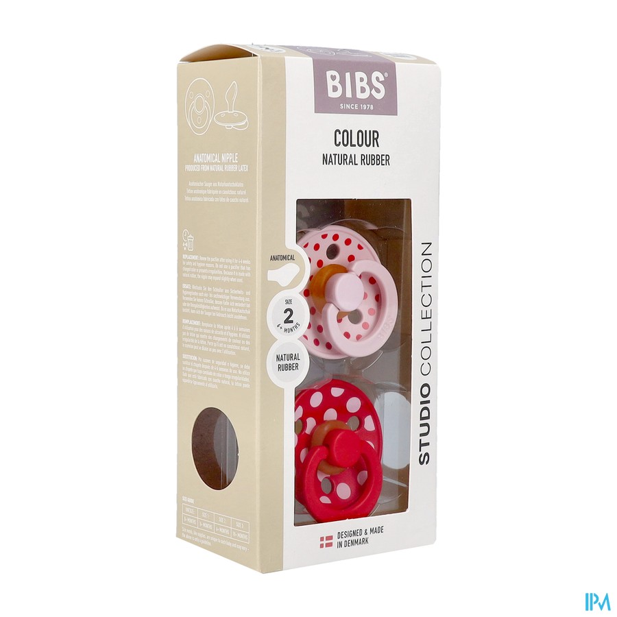 Bibs 2 Fopspeen Anatomic Studio Duo Polka Bl/apple