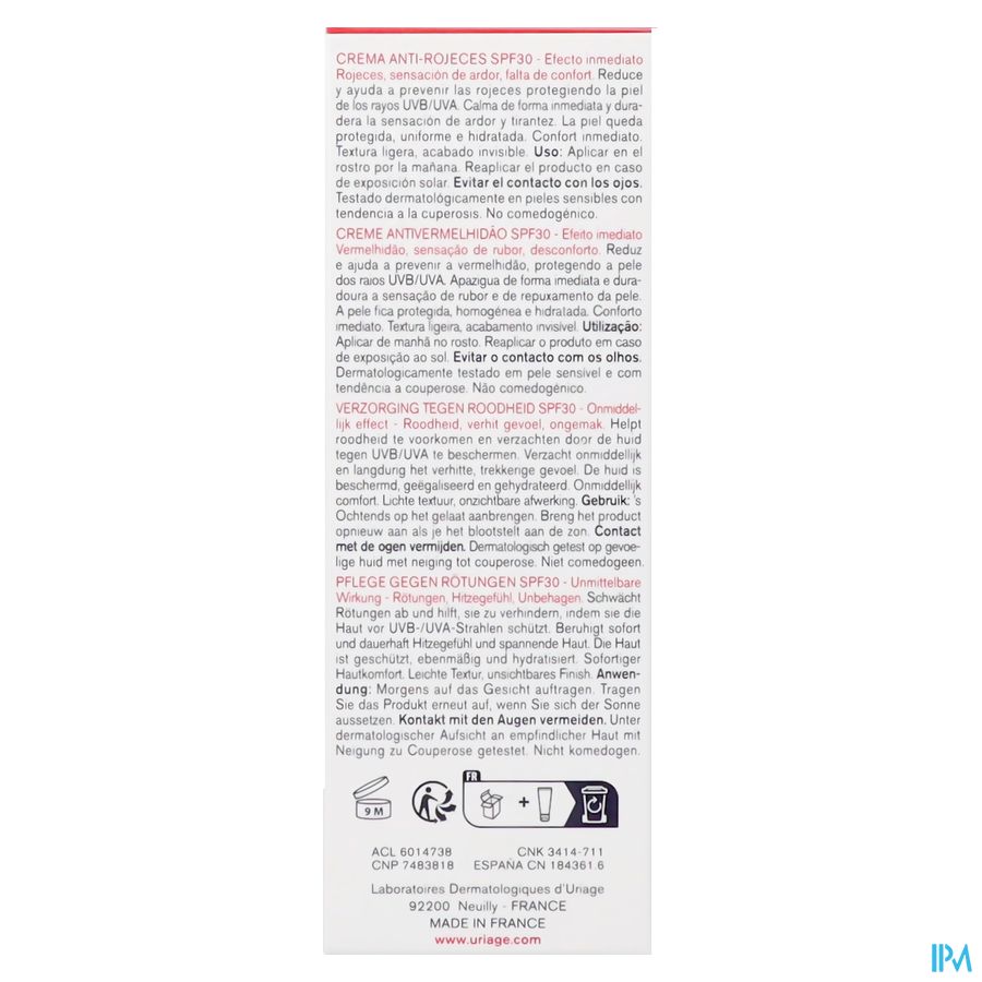 Uriage Roseliane Creme Anti Roodheid Ip30 40ml