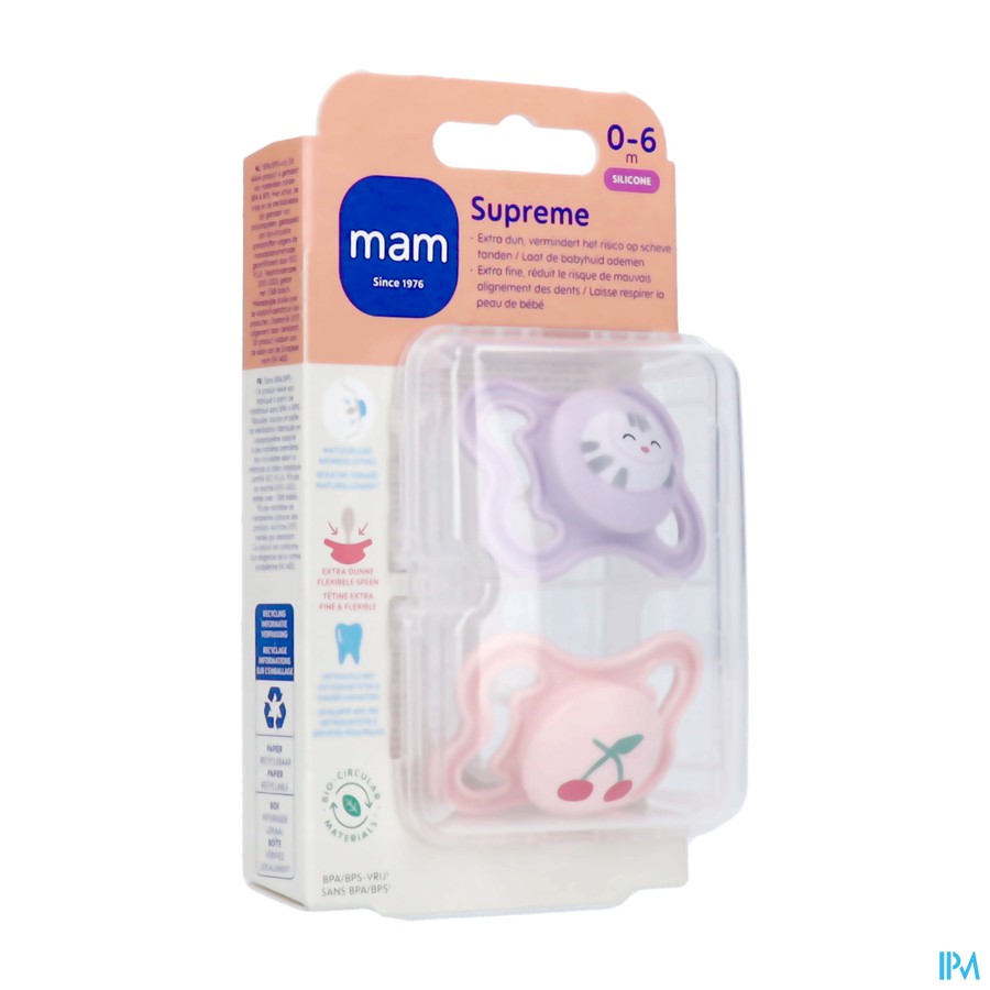 Mam Supreme Fopspeen Silicone 0-6m Lilac 2