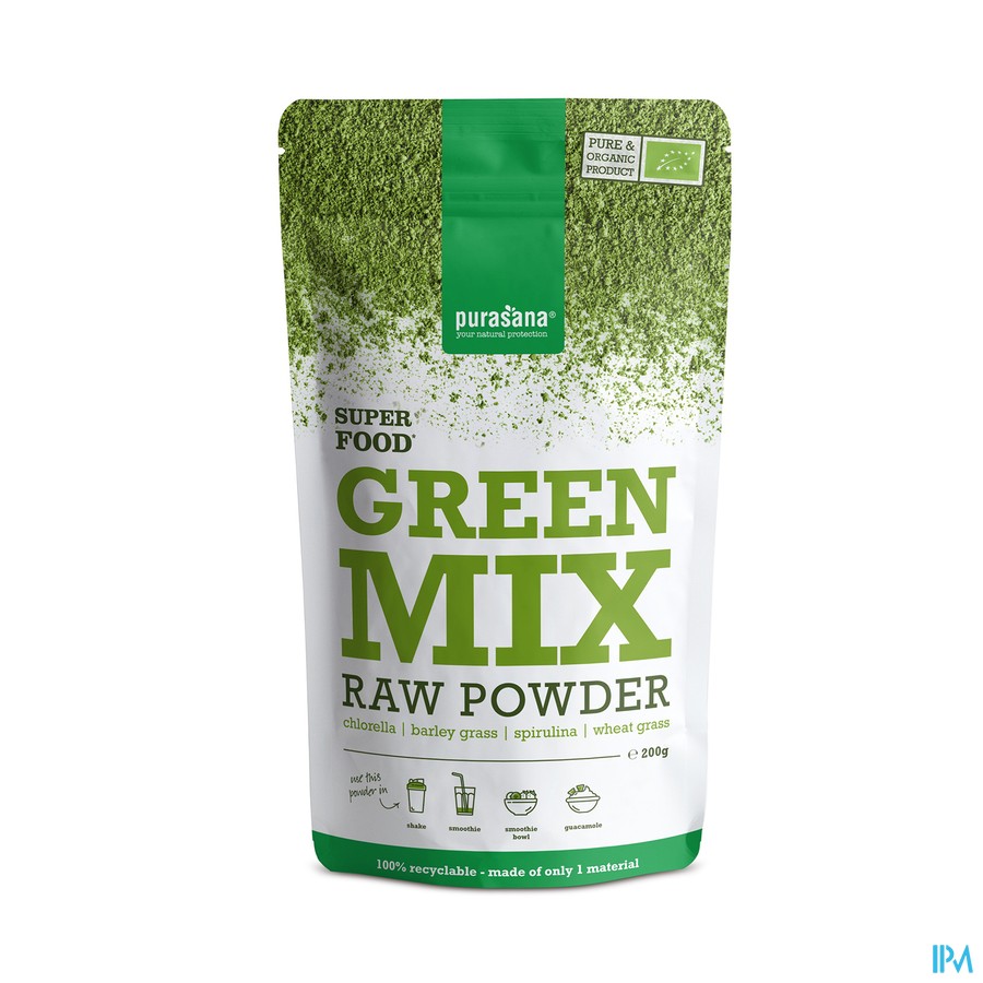 Purasana Vegan Green Mix Pdr 200g Be-bio-02
