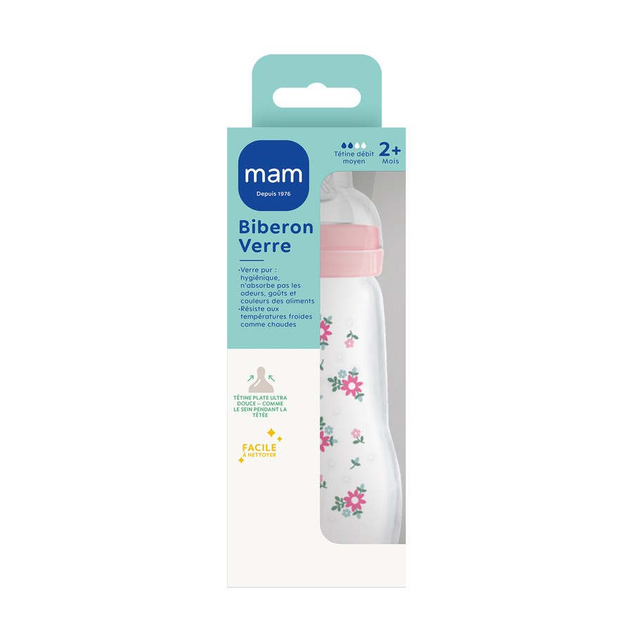 BIB MAM VER 1AGE DEB/2 ROSE 260ML