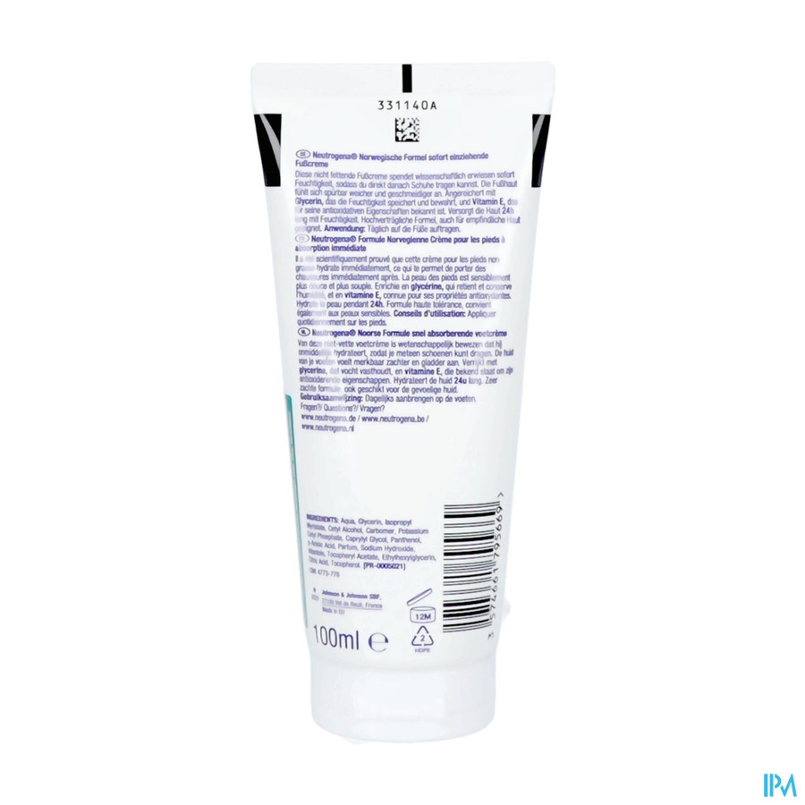 Neutrogena F/n Cr Pieds Absorption Immediate 100ml