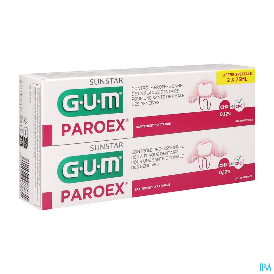 GUM PAROEX DENT ANTIPLAQUE 75MLX2