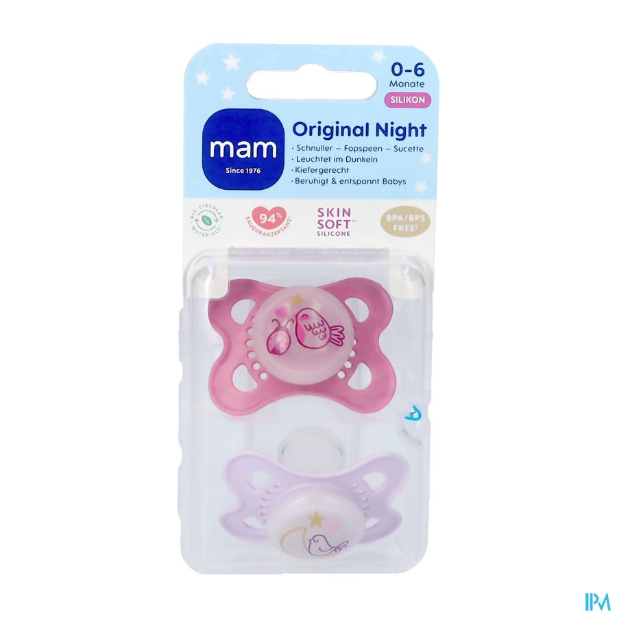 Mam Original Night Fopspeen Silic.pure 0-6m Pink 2