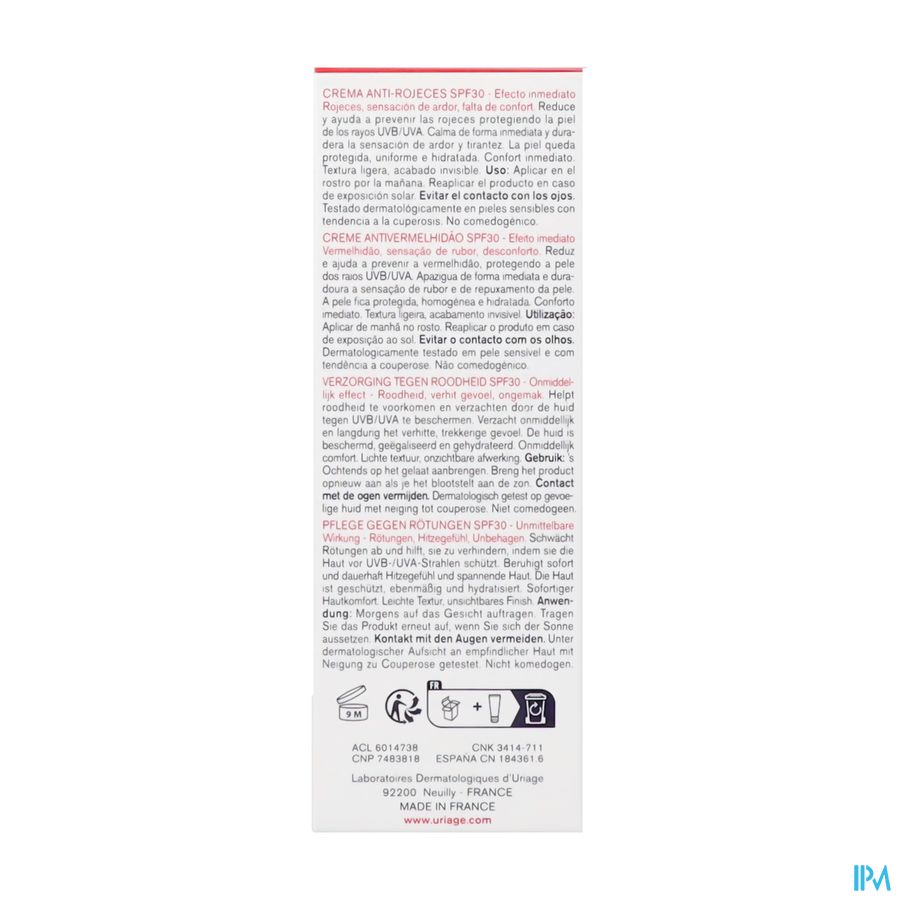 Uriage Roseliane Creme Anti Roodheid Ip30 40ml
