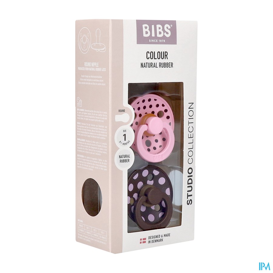 Bibs 1 Fopspeen Studio Duo Polka Mocha/pink