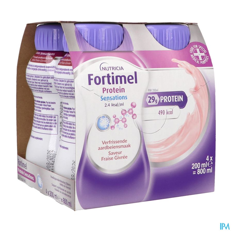 Fortimel Protein 2.4kcal Verfriss Aardbei 4x200ml
