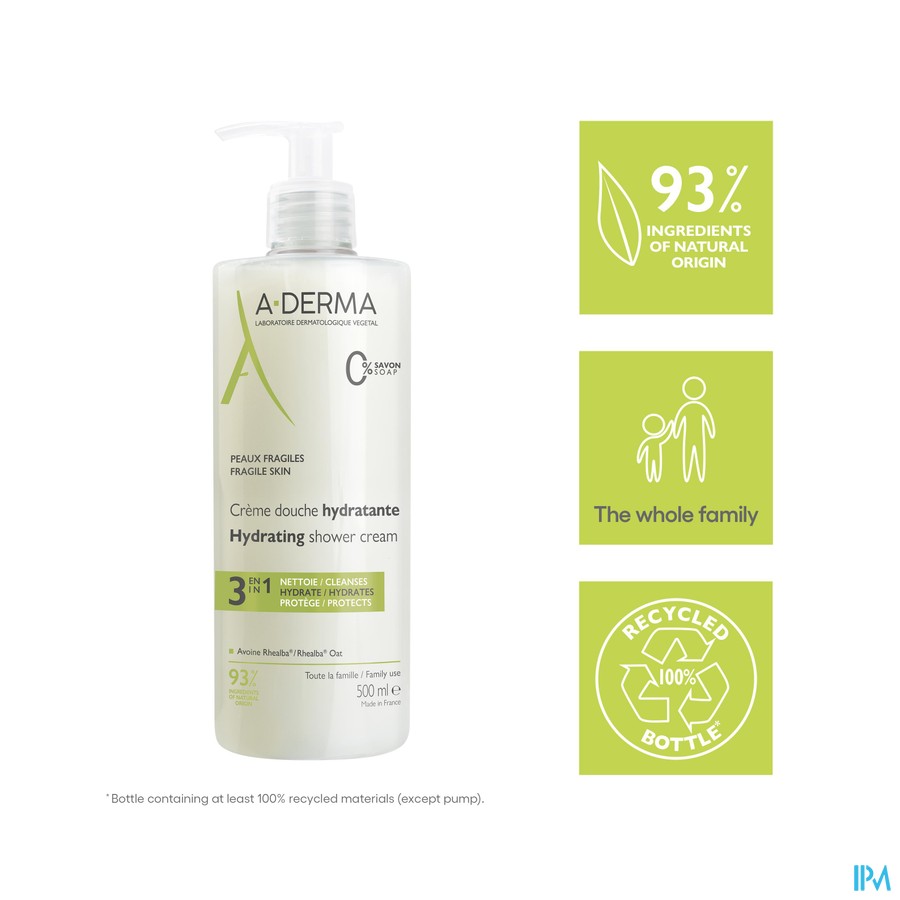 Aderma Indisp.douchecreme Hydraterend 500ml