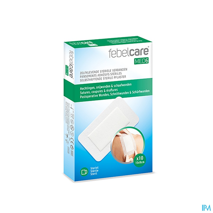 Febelcare Med6 Zelfkl.steriele Verband.15x9cm 10st