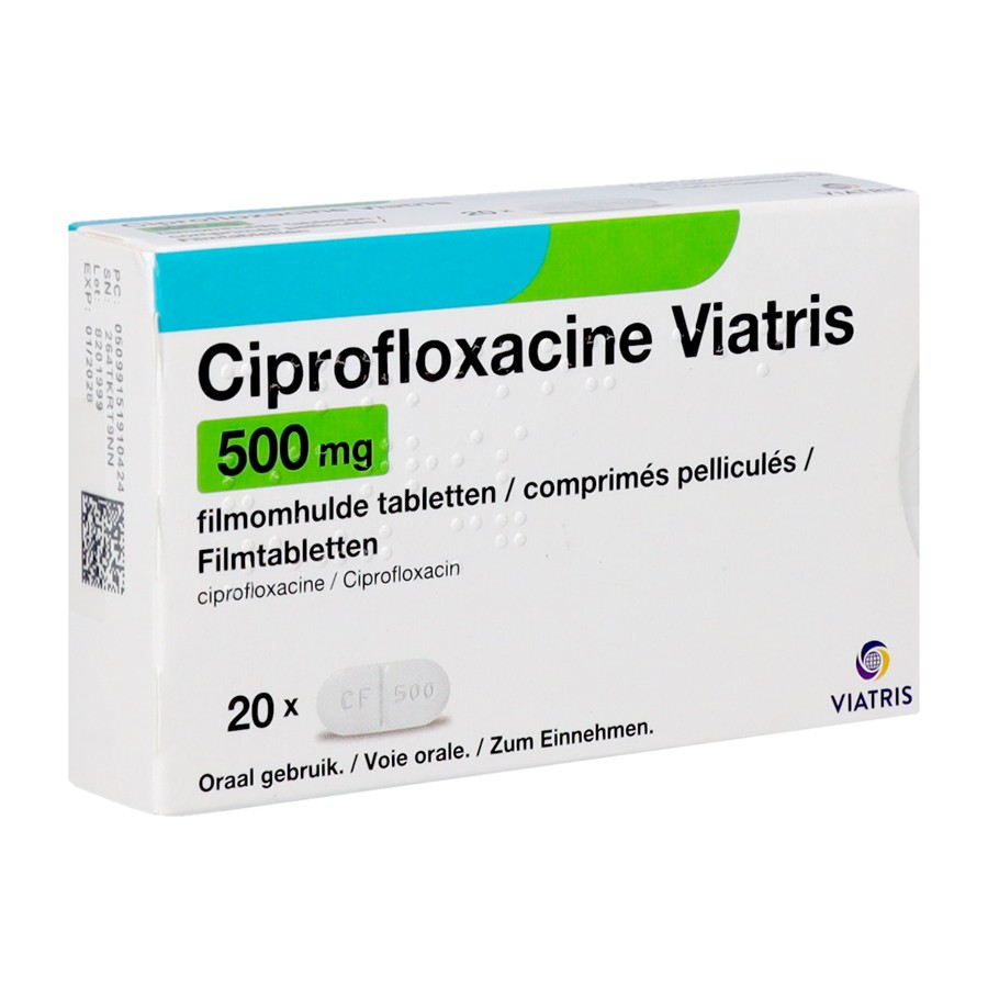 Ciprofloxacine Viatris 500mg Tabl 20