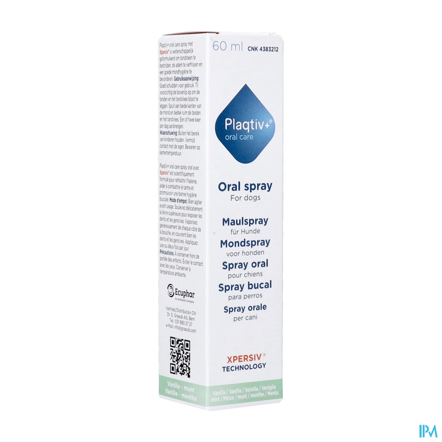Plaqtiv+ Oral Care Spray Vanilla 60ml