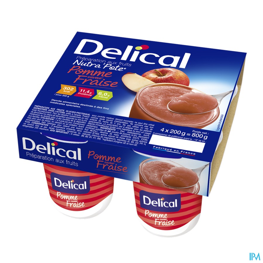 Delical Nutra Pote Appel Aardbei 4x125g