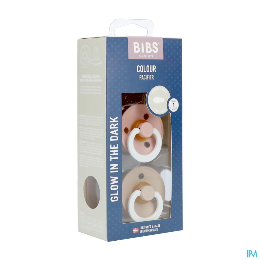Bibs 1 Fopspeen Symmetric Glow Duo Blush/vanilla
