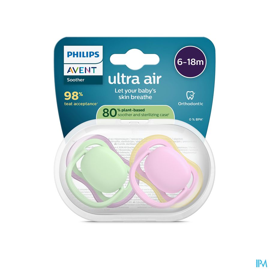 Philips Avent Fopspeen +6m Air Roze/groen 2